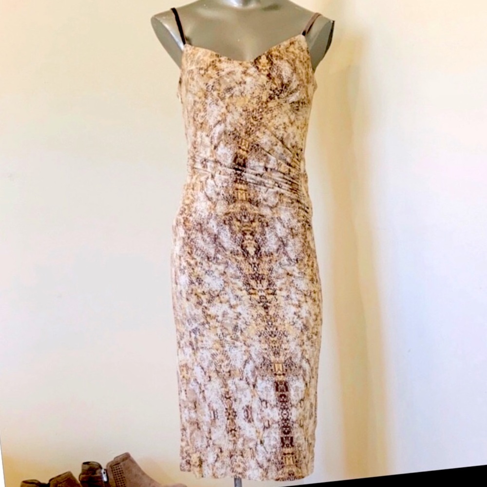 MNG Mango Viscose Ruched Tiger Print Evening Dress